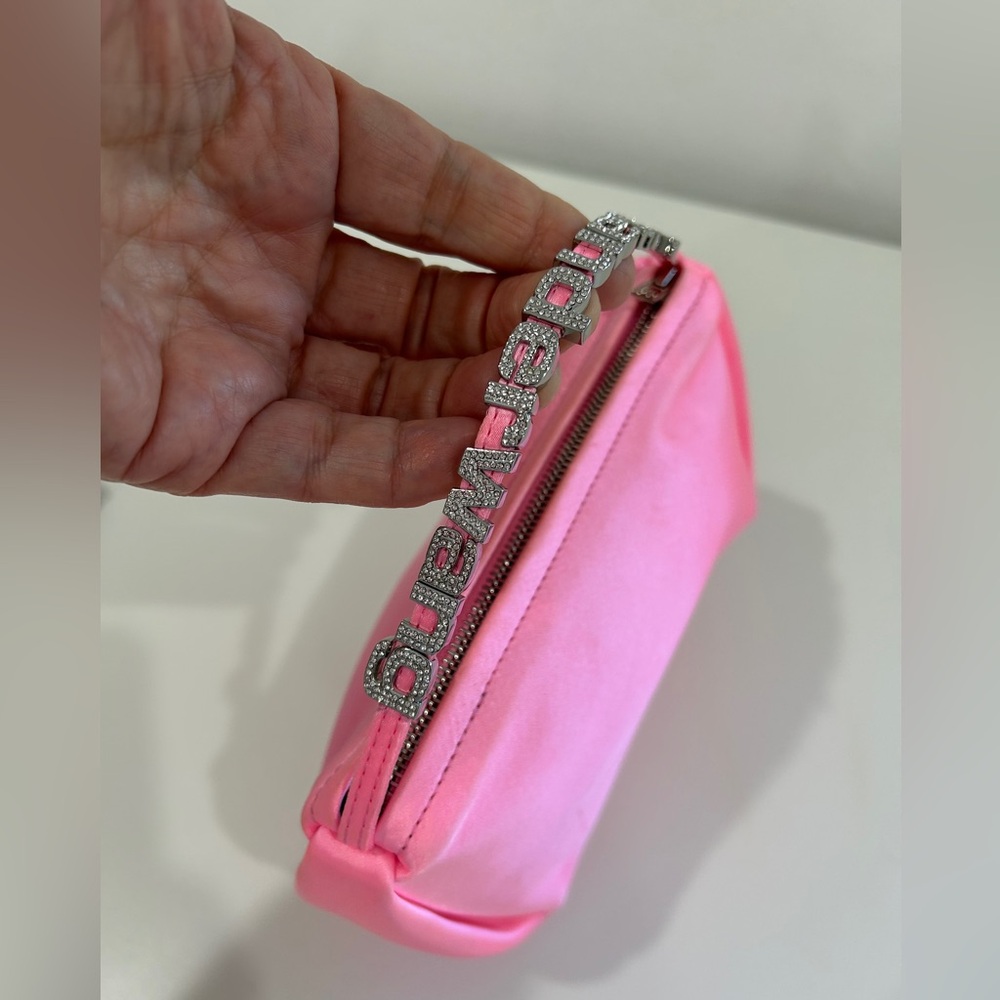 Alexander Wang Pink Cosmetic Bag with Silver Logo Strap